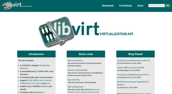 Sitio web de Libvirt