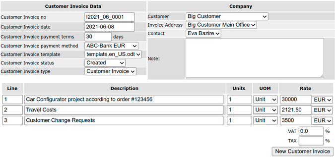 Creating an invoice manually