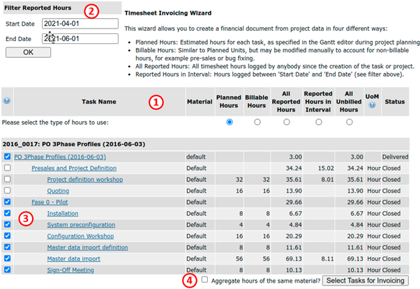 Invoice wizard