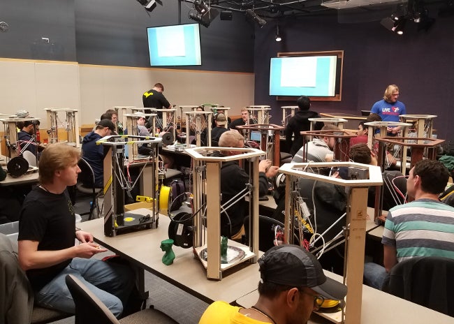 A classroom full of 3D printers
