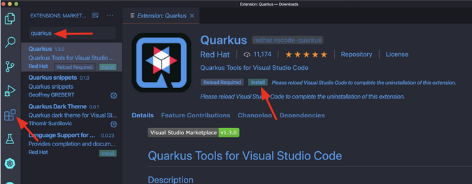 Add Quarkus tools to VS Code IDE