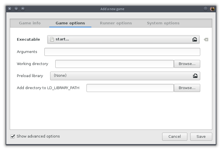 Configuring launch options in Lutris