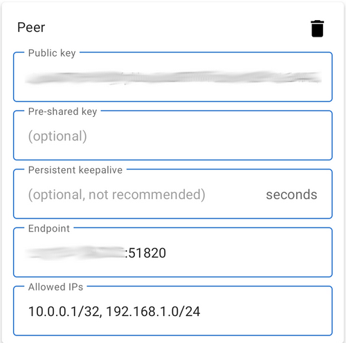 Adding a VPN peer on an Android