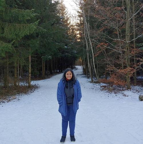 Anisha Swain in snow