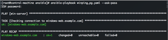 Ansible playbook ping