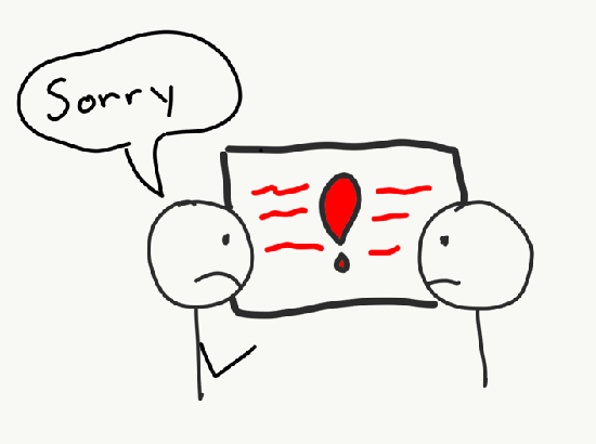 Stick figure apologizing