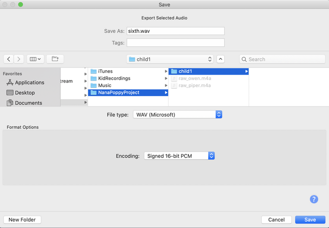 Converting clip to WAV format