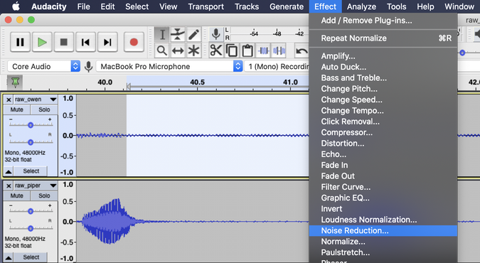 Noise Reduction effect