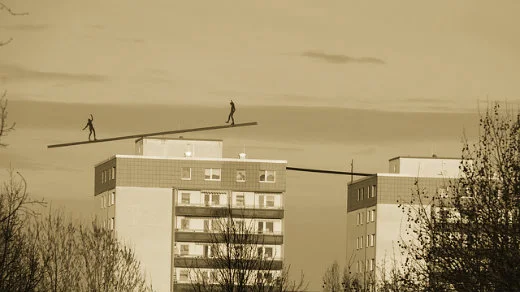 Balance seesaw on a building