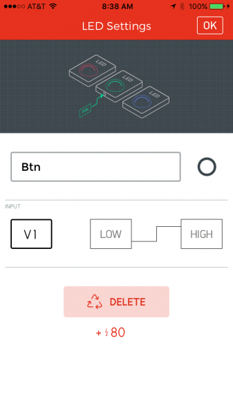 LED widget settings