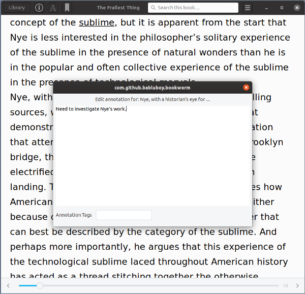 Annotations in Bookworm