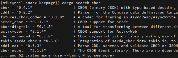 Cargo search output