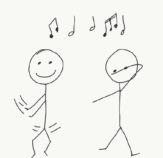 Stick figures celebrating