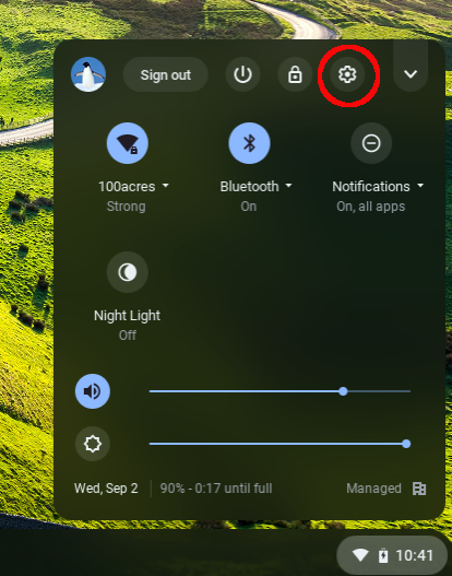 Chromebook Settings button