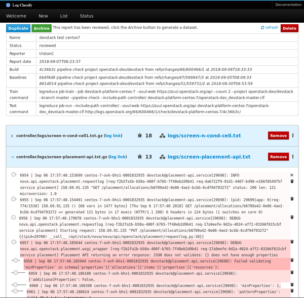 Logreduce classification interface