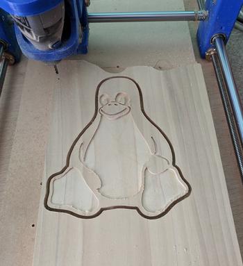 Tux on CNC machine