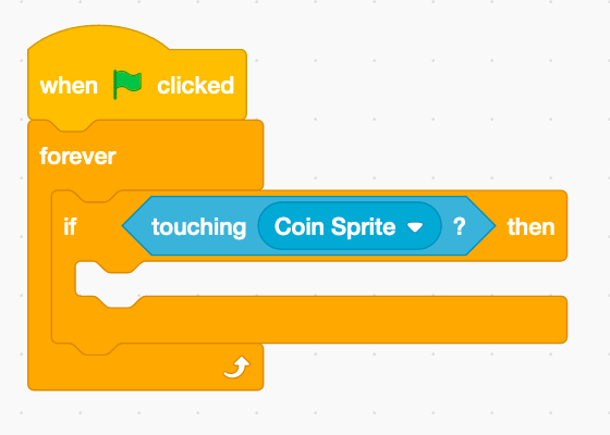 Collision-detection script in Scratch