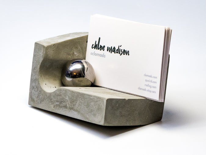 Concrete business card holder