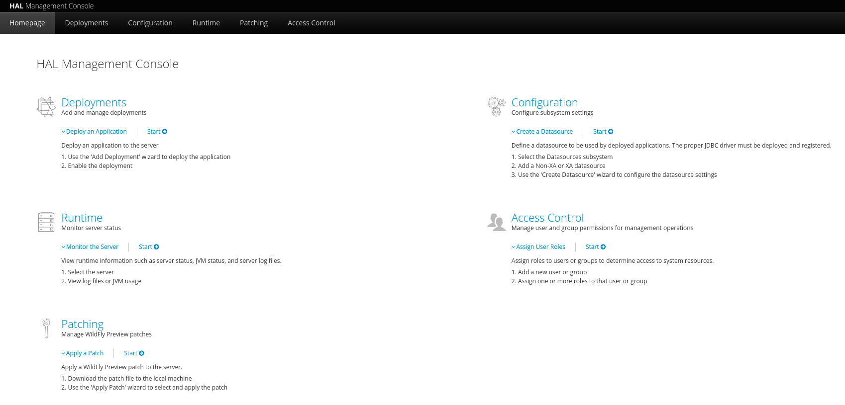 WildFly HAL Management console