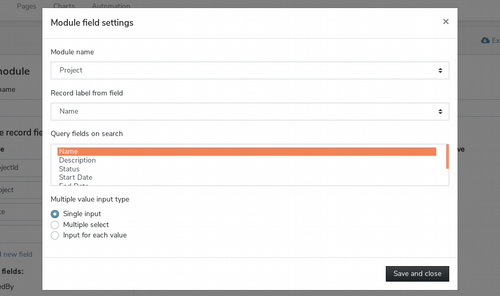 Setting query fields for search