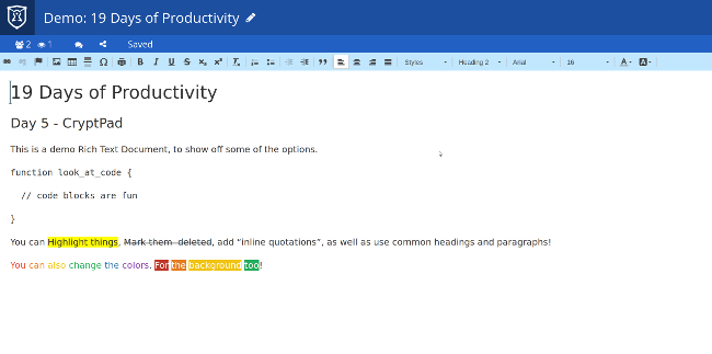 CryptPad's rich text editor