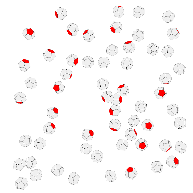 Figure: Dice modeling radioactive decay, image of the interactive simulation