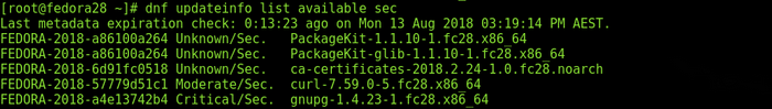 OUtput of # dnf updateinfo list available sec