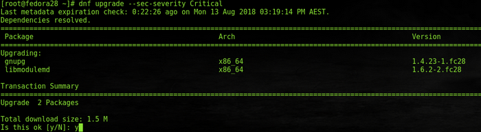 Output of # dnf upgrade --security