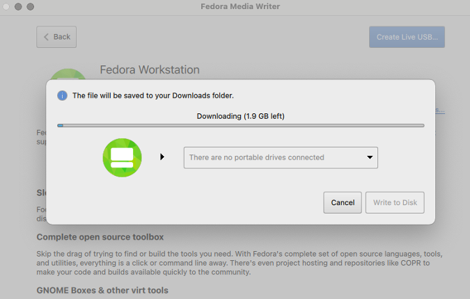 Downloading Fedora Workstation