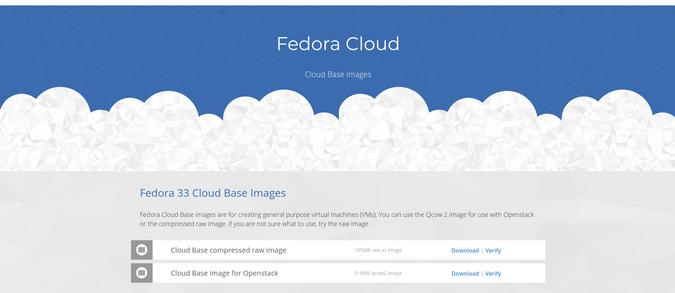 Fedora Cloud website screenshot