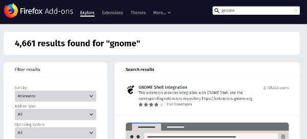 GNOME Shell 集成的搜索结果