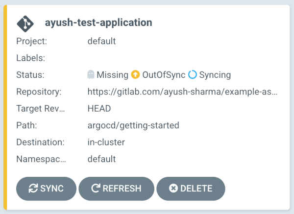 Argo CD application syncing