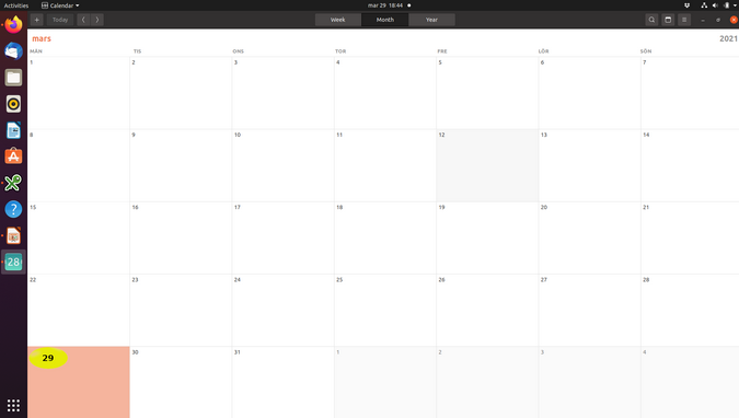 Modified GNOME calendar