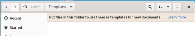 Message at top of Templates folder in GNOME Desktop