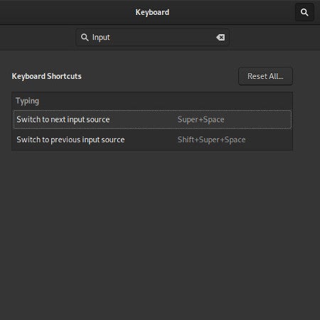Changing keystroke combination in GNOME settings