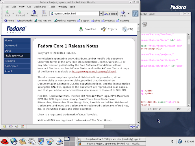 GNOME desktop example with Fedora