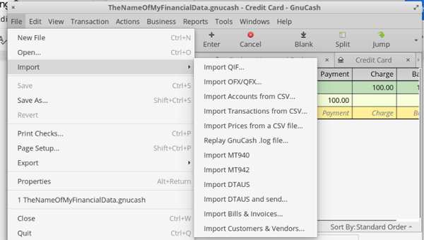 GnuCash import data