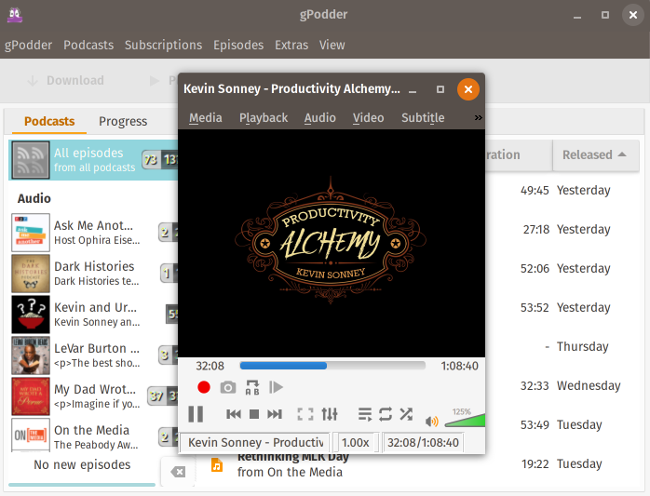 gpodder download old episodes