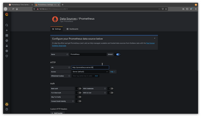 Configuring Prometheus data source