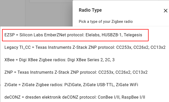 Choose the radio type