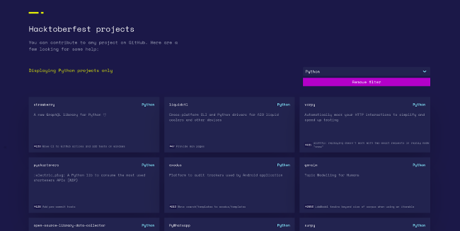 Searching for Python projects for Hacktoberfest
