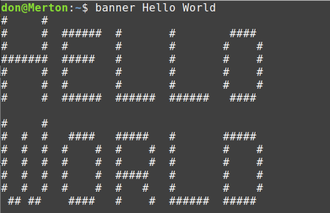 A banner reading "Hello World" spelled out with pound symbols