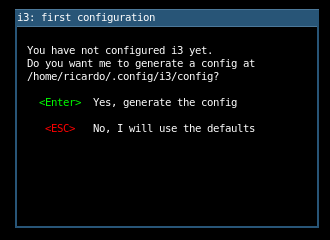 i3 initial configuration screen