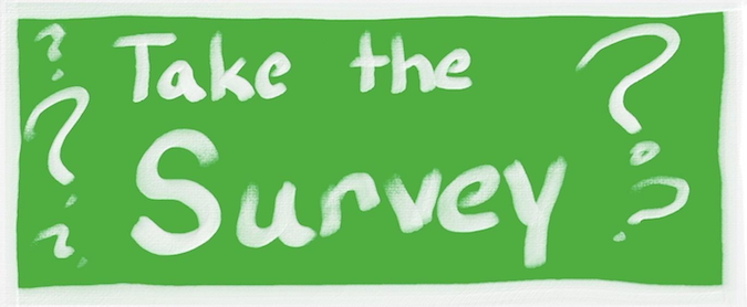 Green chalkboard image reading "Take the Survey!"