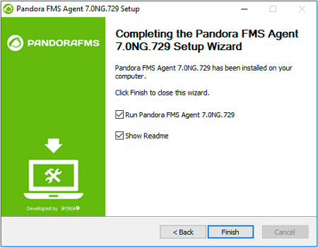 Pandora FMS Windows setup screen