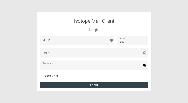 Isotope login screen