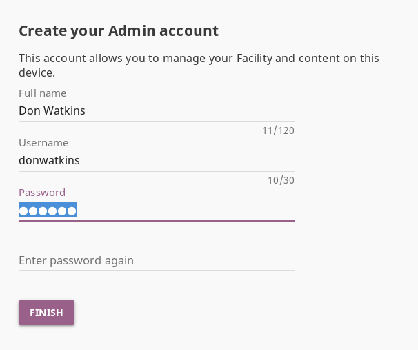 Create admin account