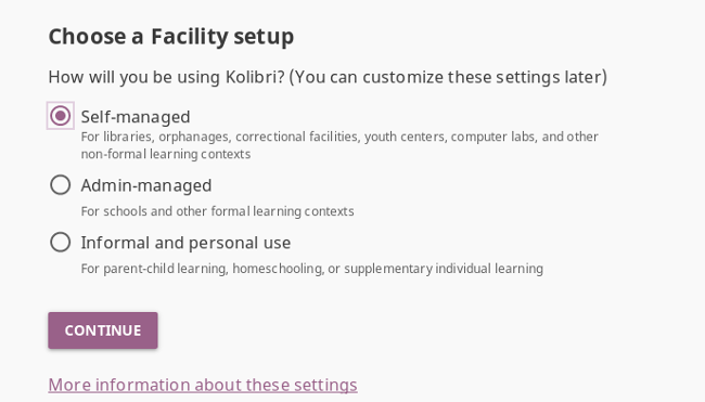 Choose facility type