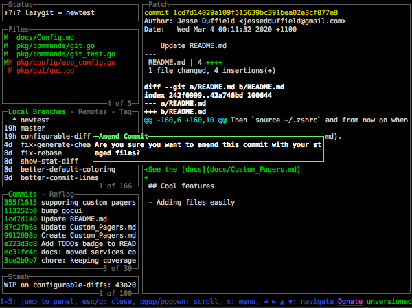 Interactive rebasing in Lazygit