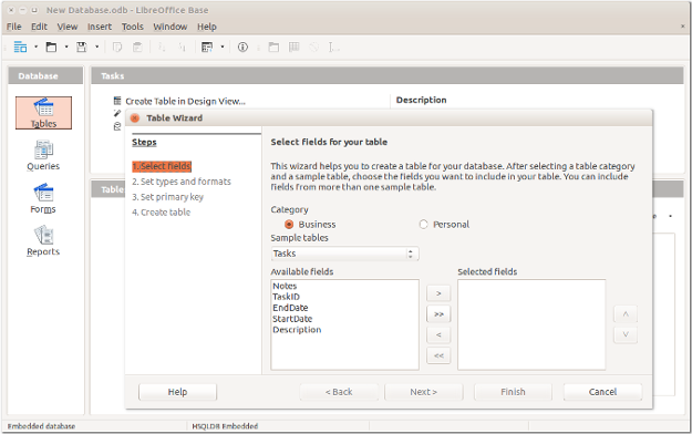 open access database in libreoffice base